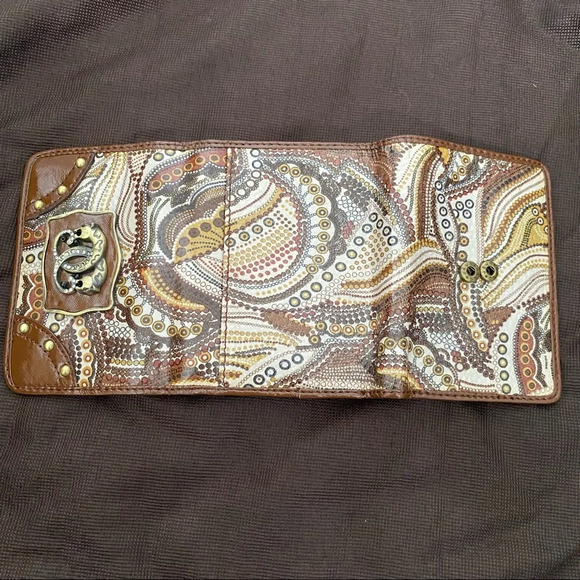 Sharif Genuine Brown Patent Leather Wallet with front embellishment - Picture 12 of 15